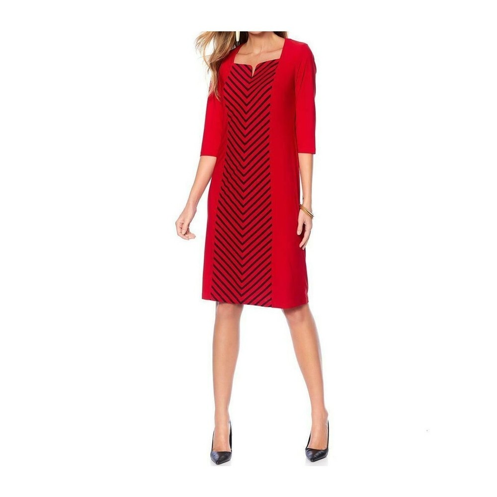 Antthony "Striped for Success" Striped Panel Sheath Tunic Dress Red Large Size
